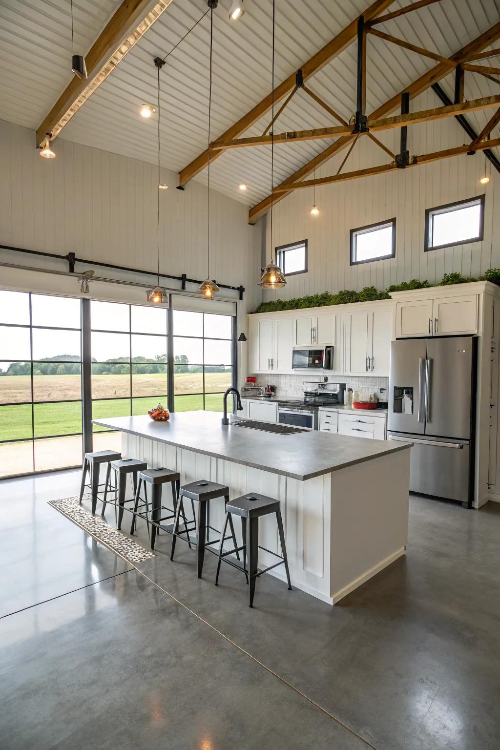 Whip up something special in your pole barn's modern kitchen.
