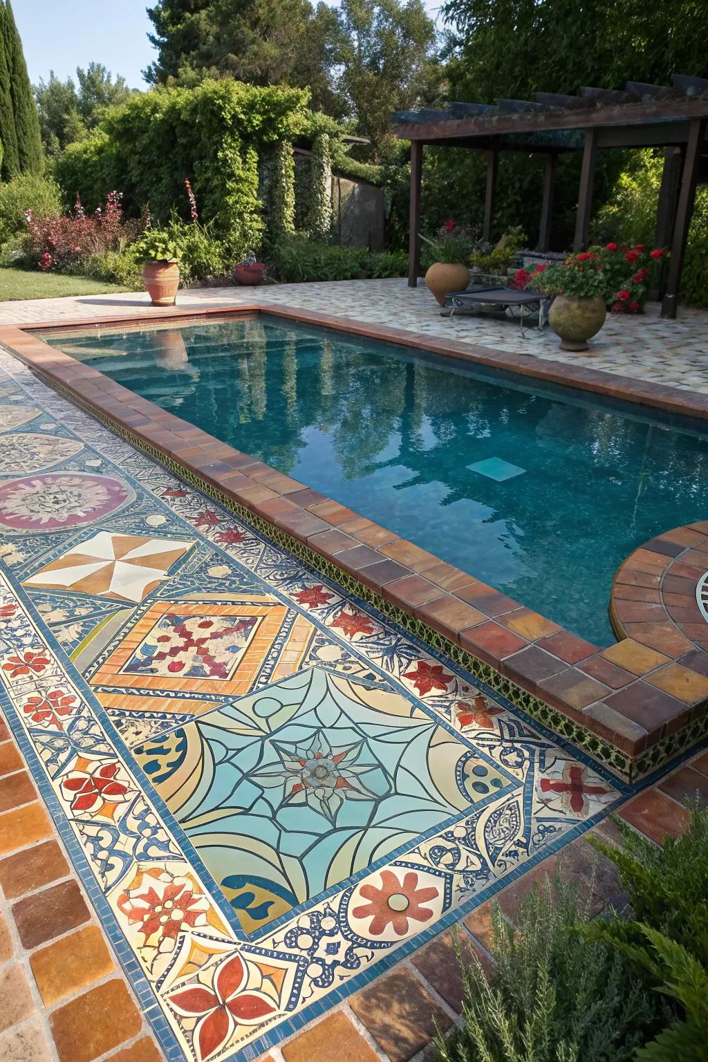 Tile decks inject vibrancy and creativity into pool designs.