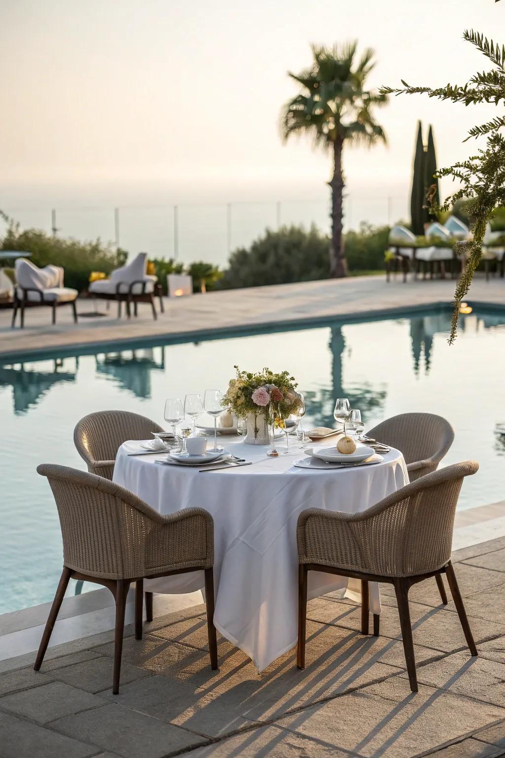 Poolside dining spots offer the perfect setting for enjoying meals with a scenic view.