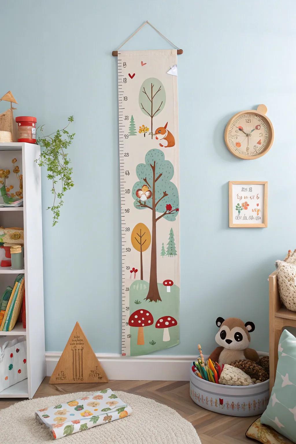An interactive growth chart print that introduces charm and functionality.