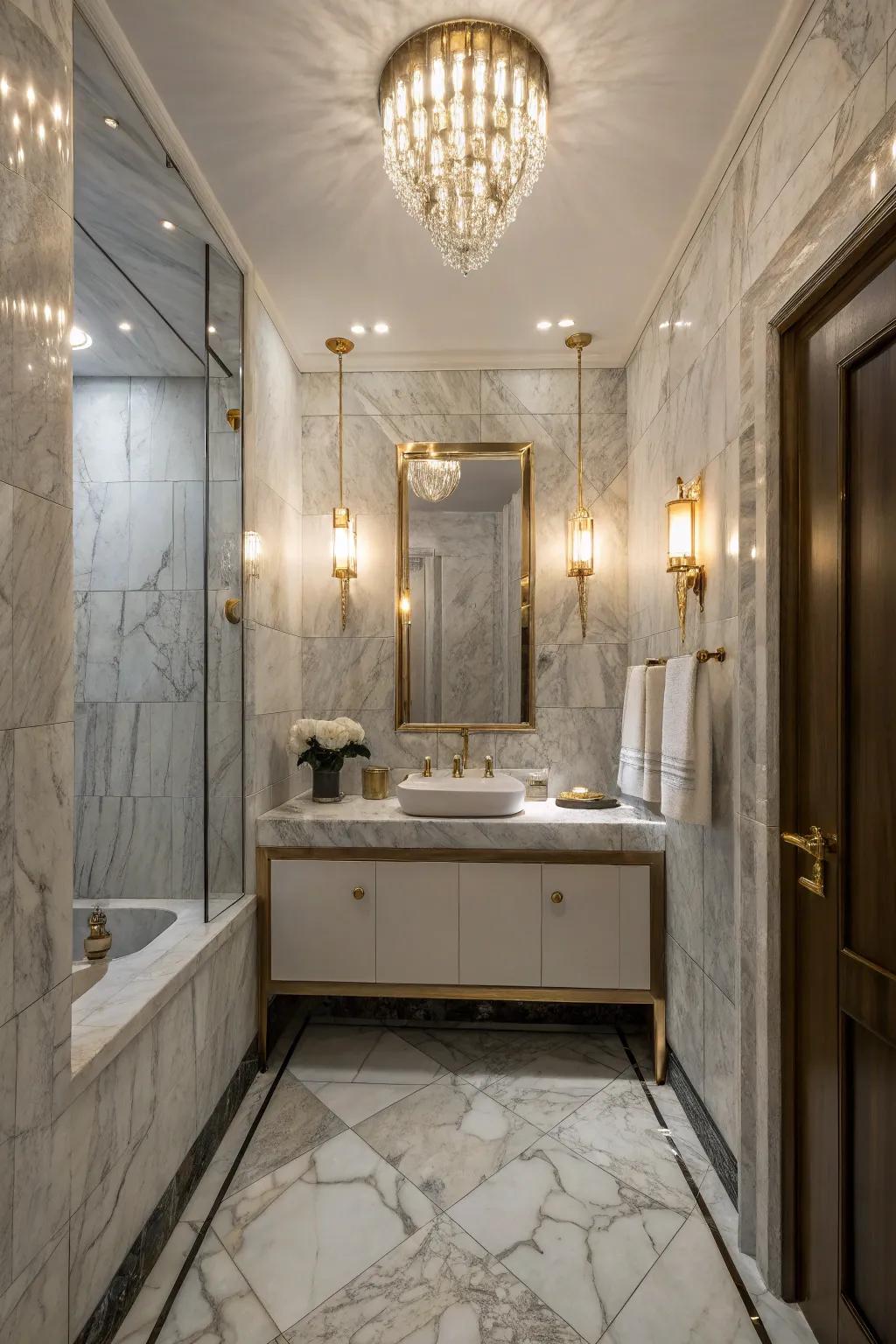 Marble tiling gives a luxurious and timeless feel.