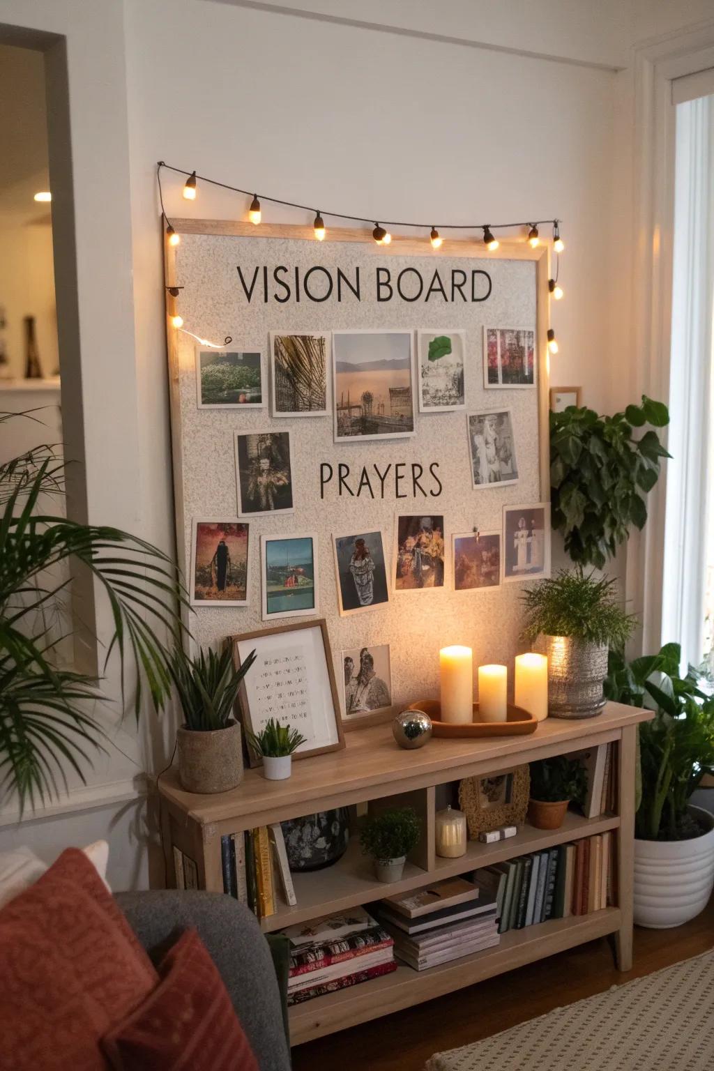 Design an inspiration board to focus your prayers and ambitions.