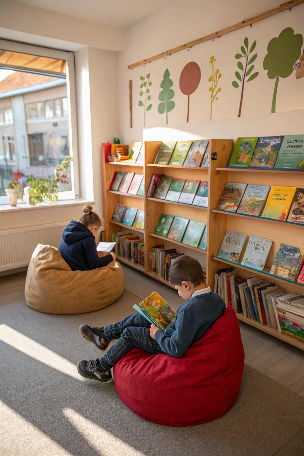 A comfortable reading corner inviting kids to discover stories.