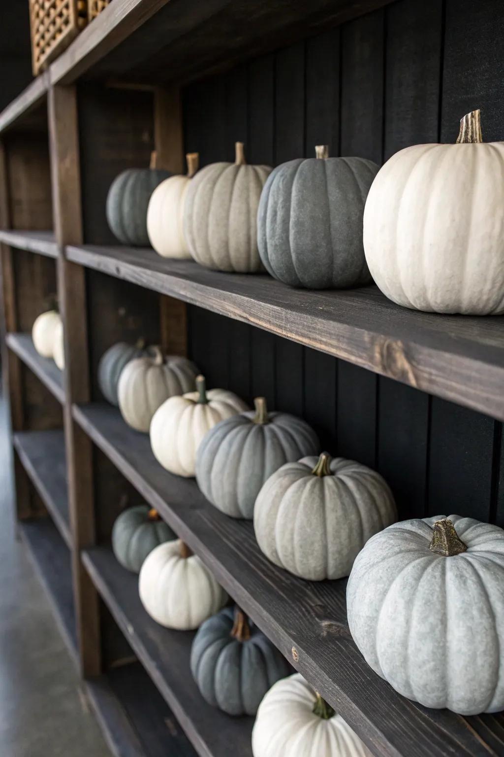 Grayscale pumpkins offer a sophisticated and modern feel.