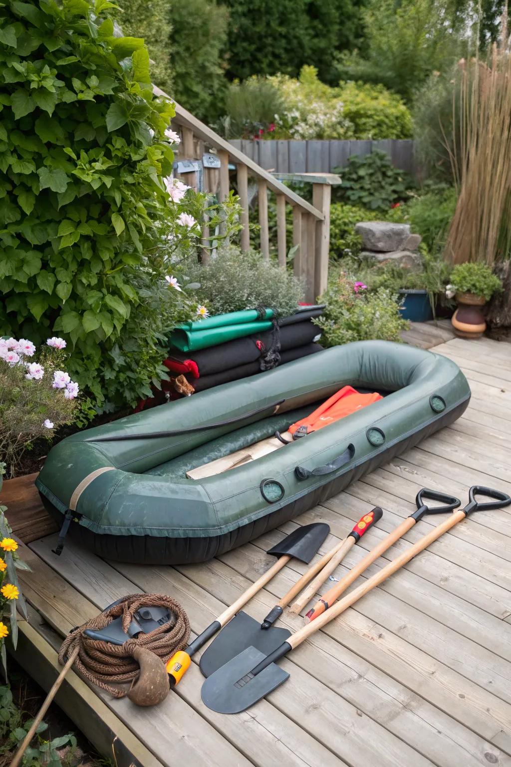 Storing under the deck keeps your skiff hidden and safe.