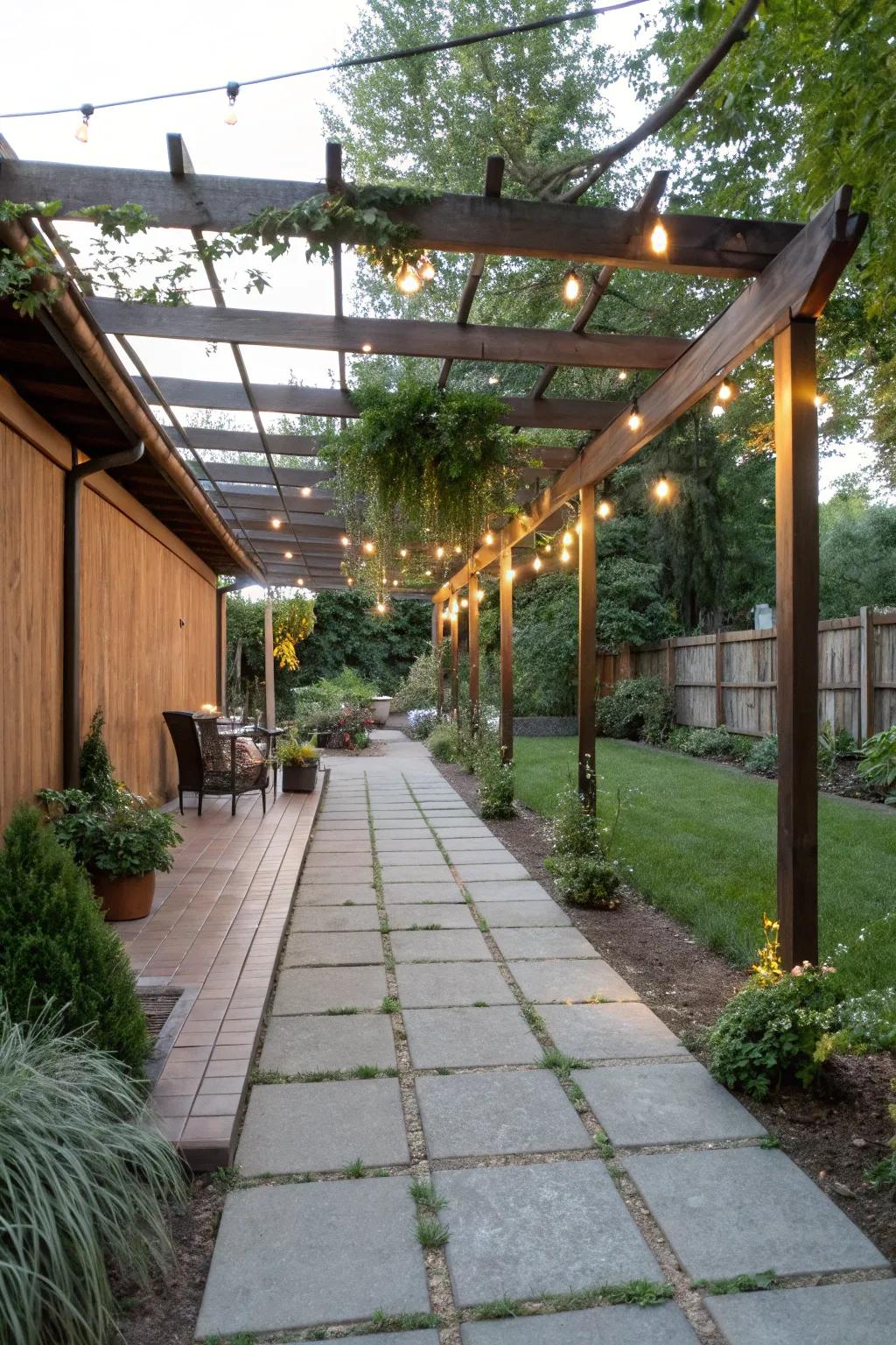 A sheltered structure adds charm and utility.