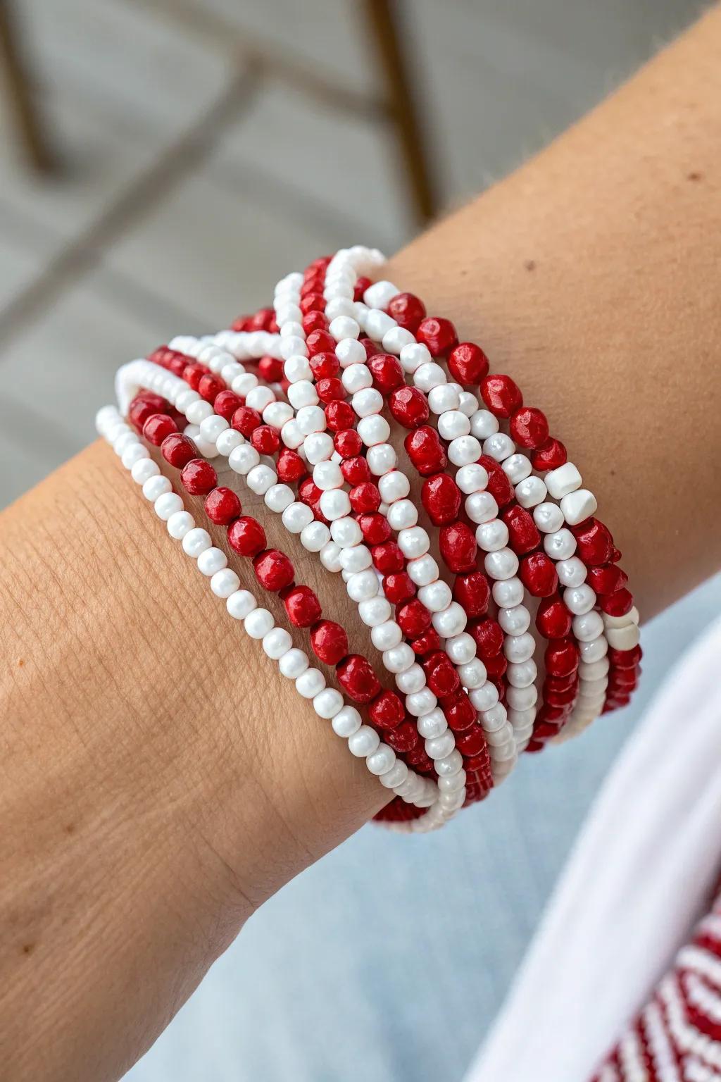 Adaptable scarlet and ivory twisted accessories for any event.