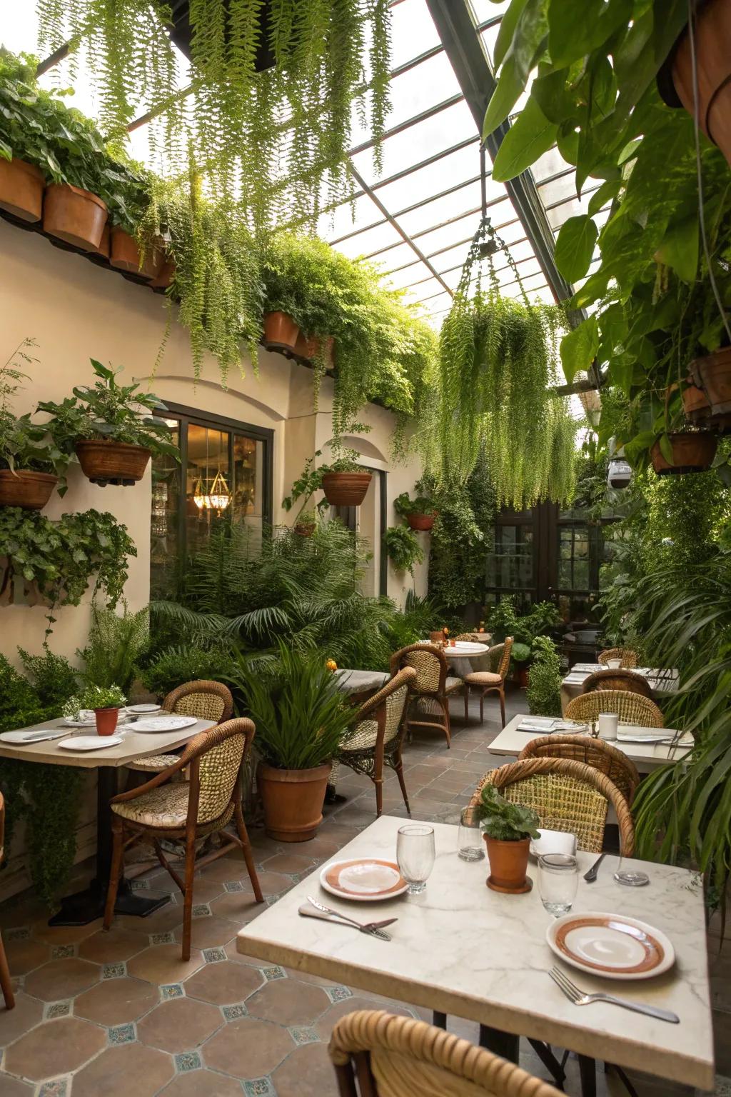 Flora contributes peace to dining decor.