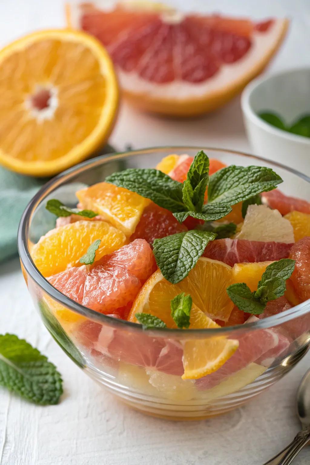 A zesty fruit medley is a vibrant and revitalizing addition to your breakfast serving.