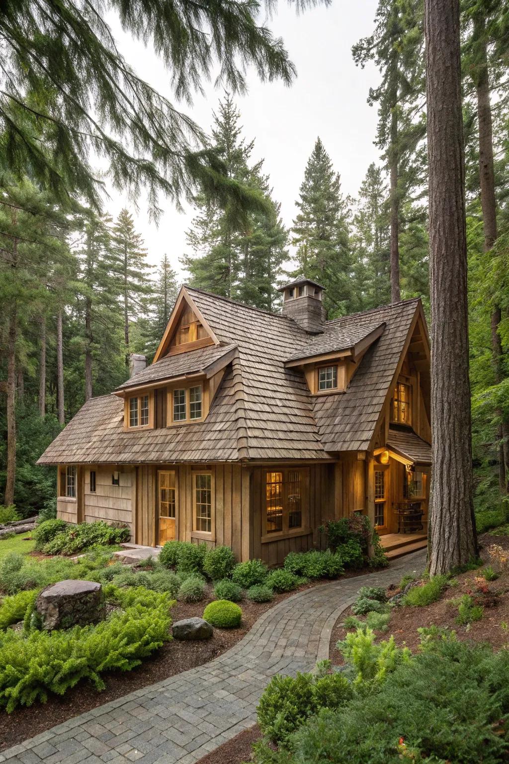 Rustic roofs radiate warmth and integrate easily with nature.