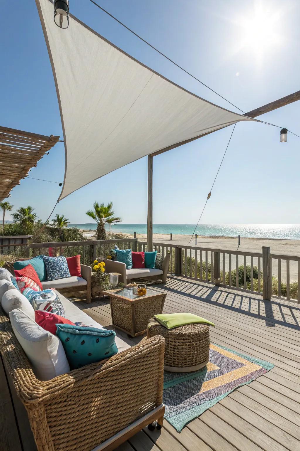 Shade fabrics give a modern and airy look to your deck.