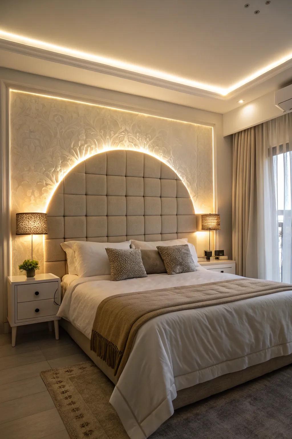 Spotlight your room with a backlit headboard.