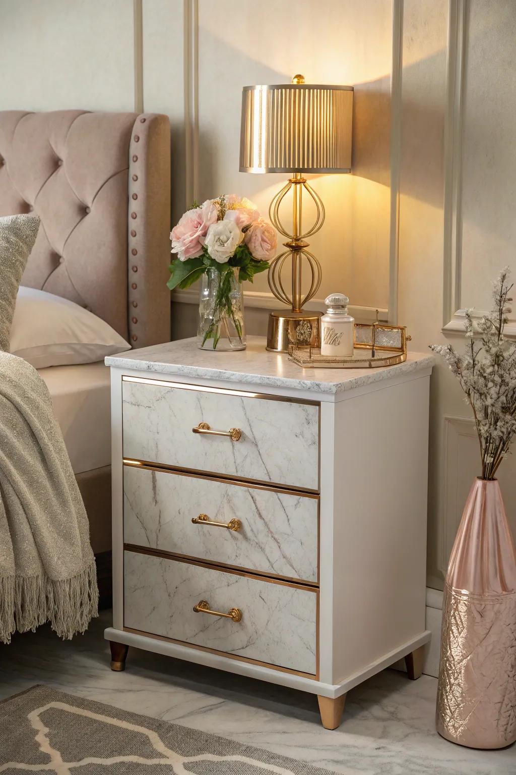 Rose gold and stone together craft a glamorous setting.