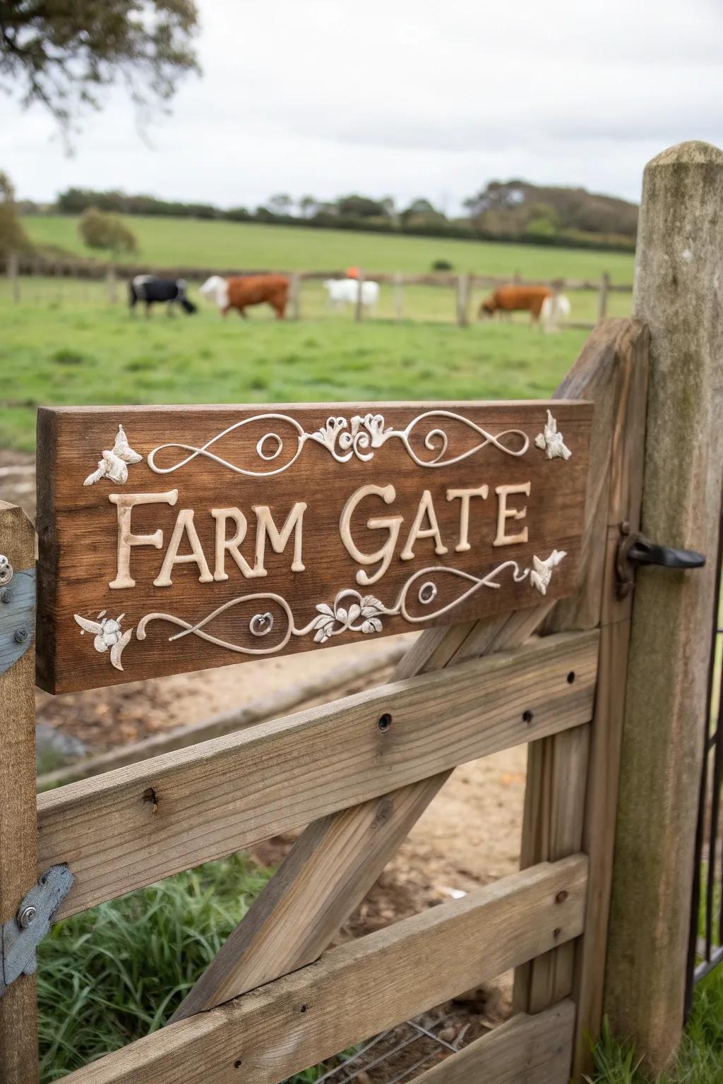 A customized entrance showcasing bespoke ranch lettering.