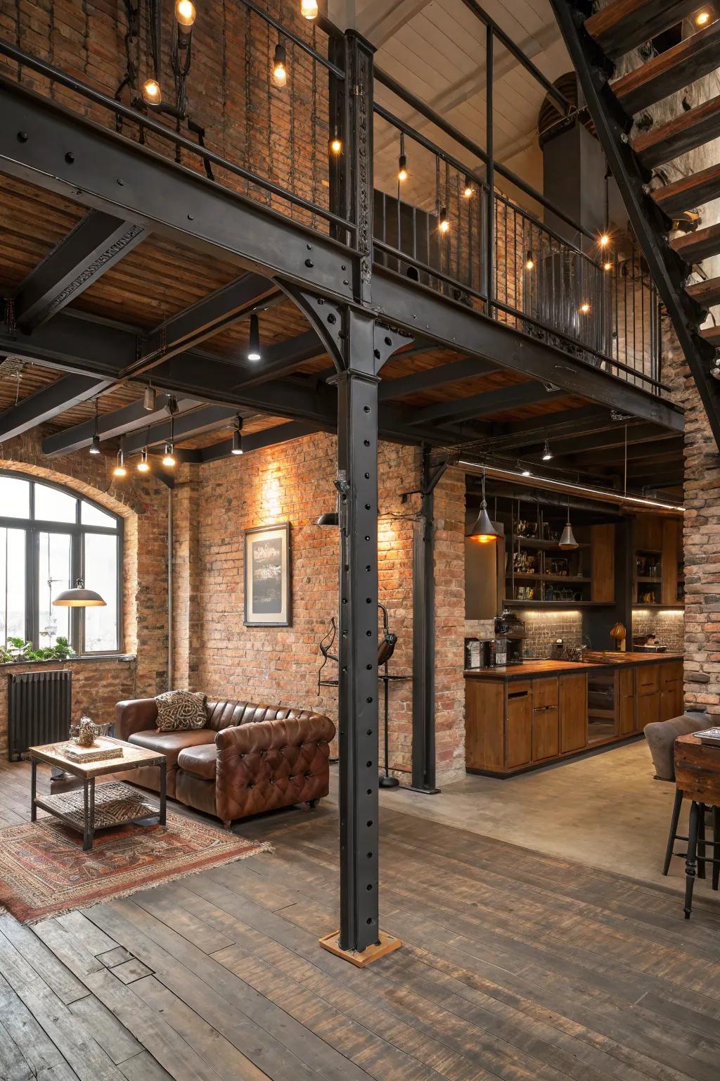 Metal elements can anchor your countryside loft with an infusion of workhouse charm.