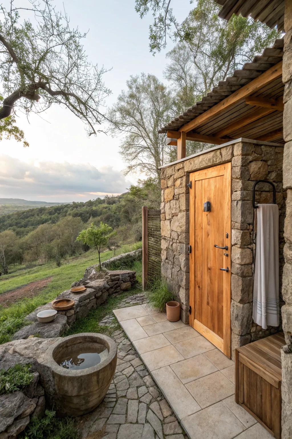 Organic materials mix smoothly with inside ease and outside beauty.