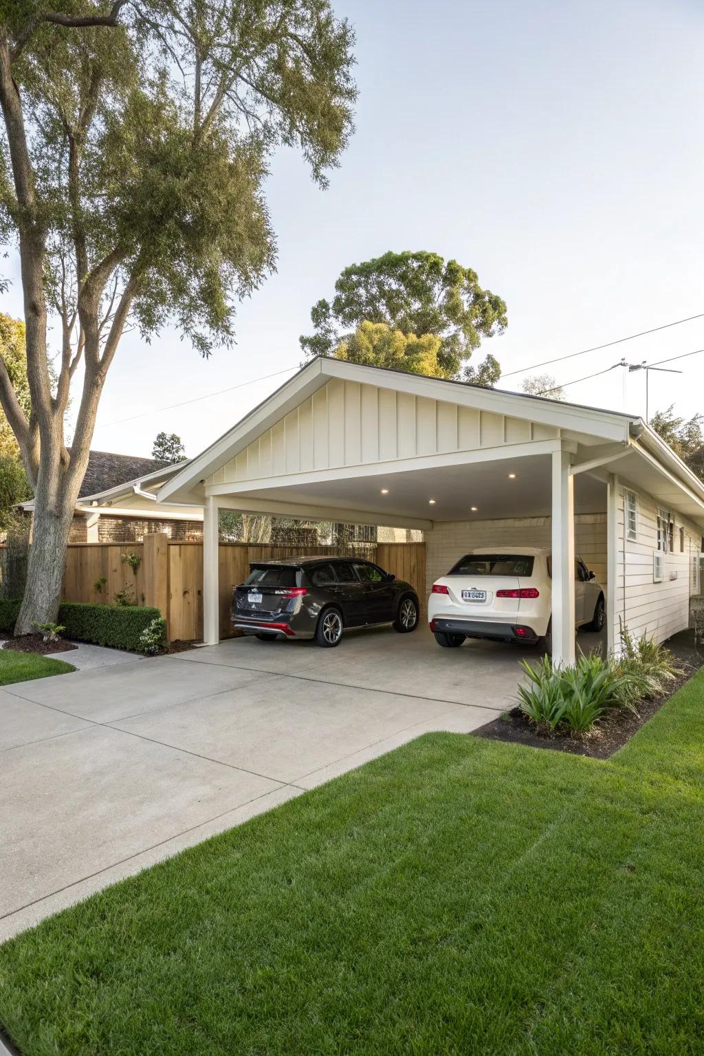 A highly customizable carport offering many options.