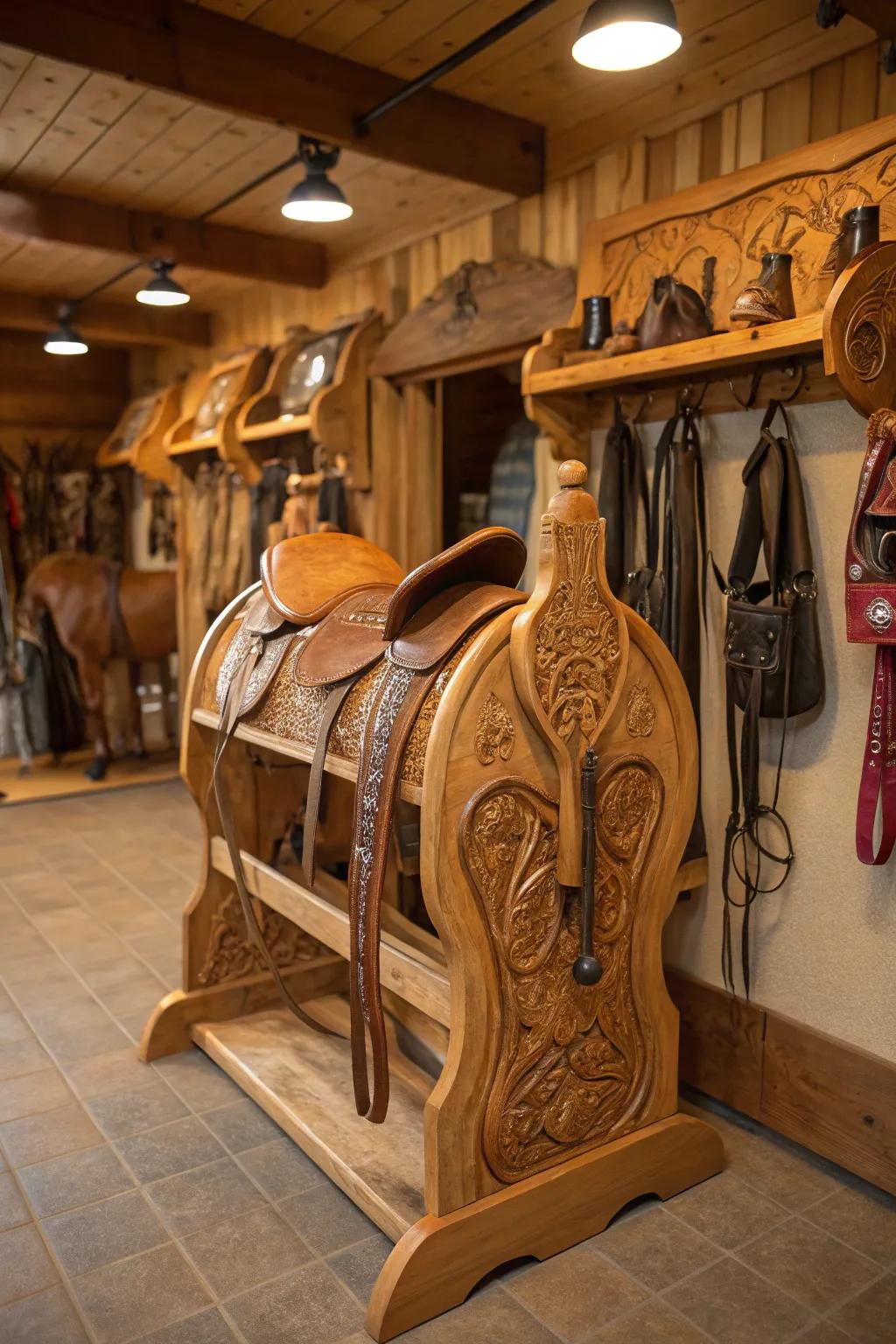 Wood supports add warmth and sophistication.