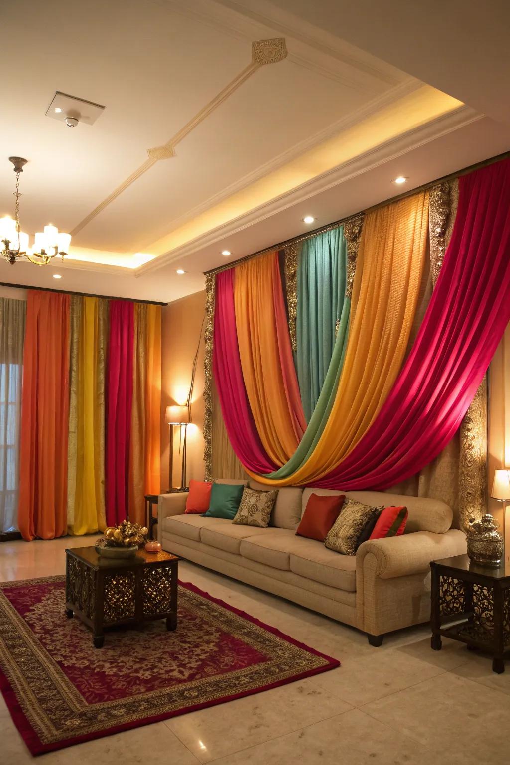 Colorful textiles create a festive atmosphere immediately.