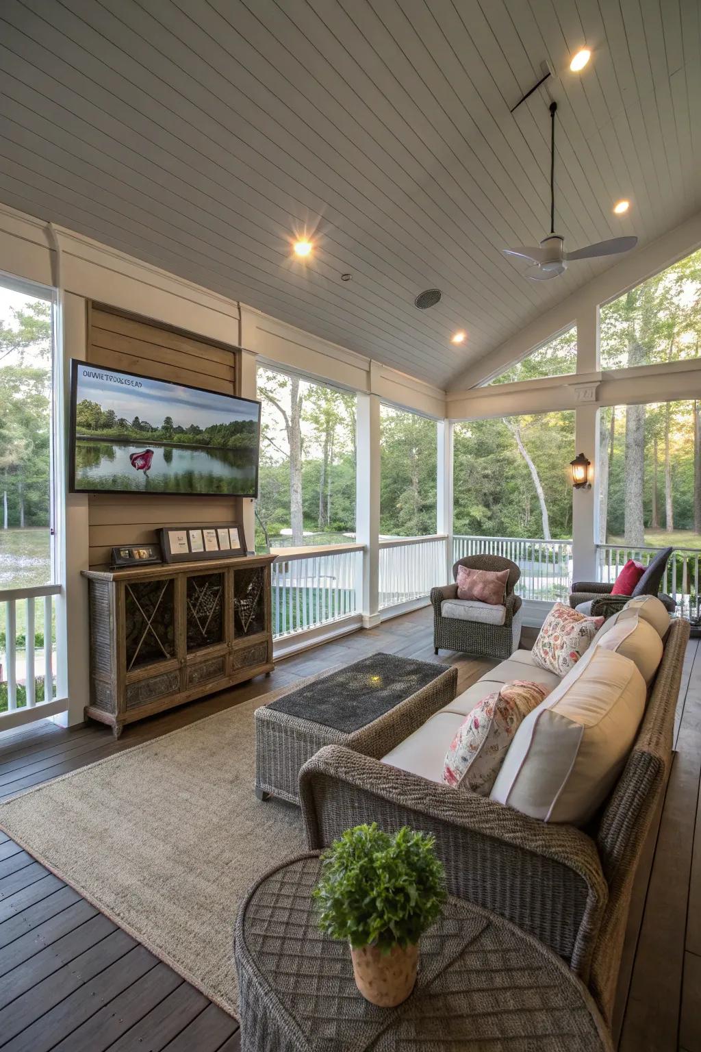 A veranda tailored for recreation delivers an ideal mix of relaxation and amusement.