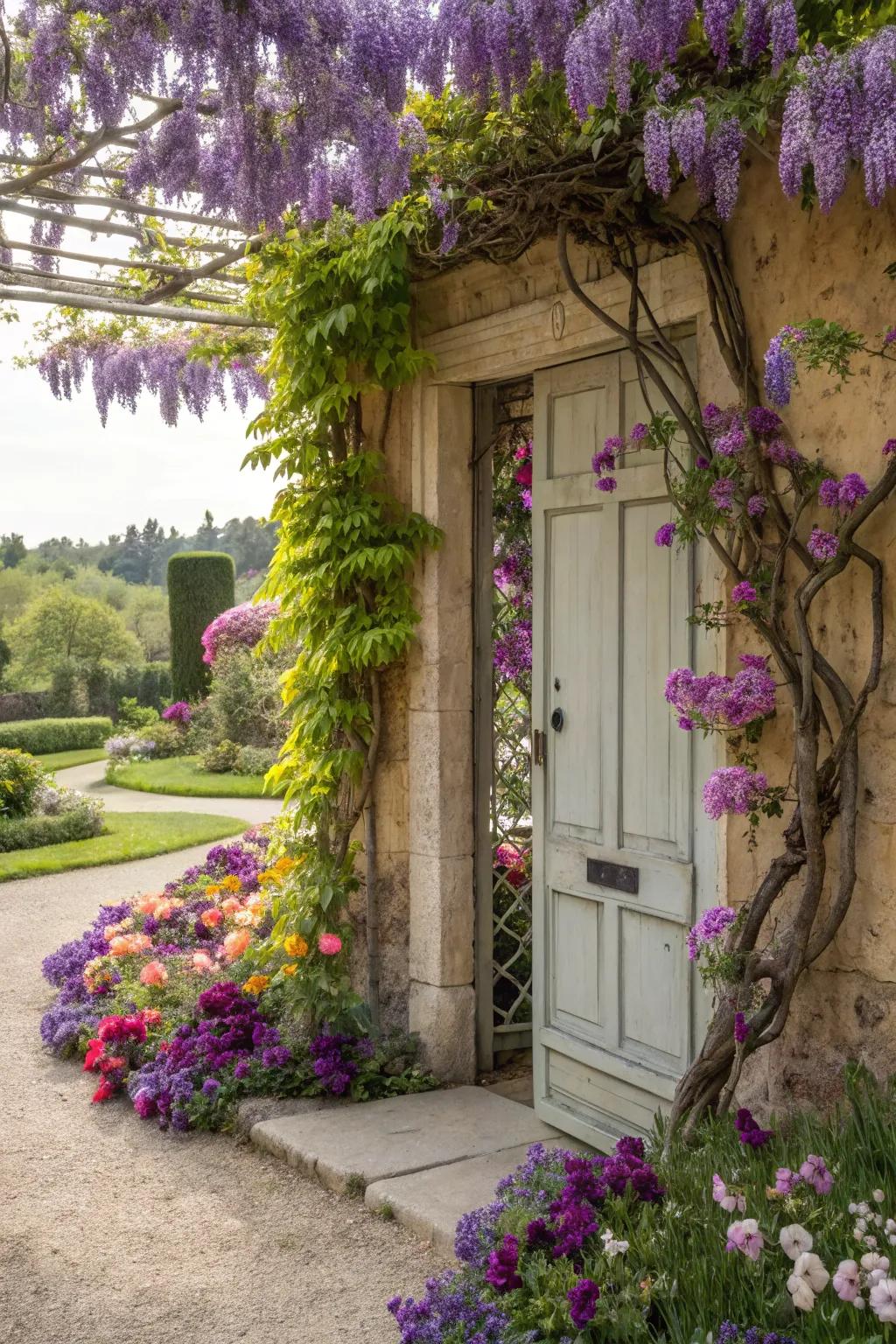 Past this vibrant garden portal, a botanical wonderland awaits.