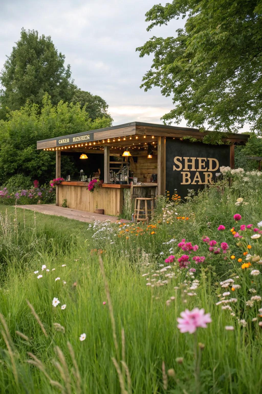 Change your shed bar into a green hideaway with leafy plants.