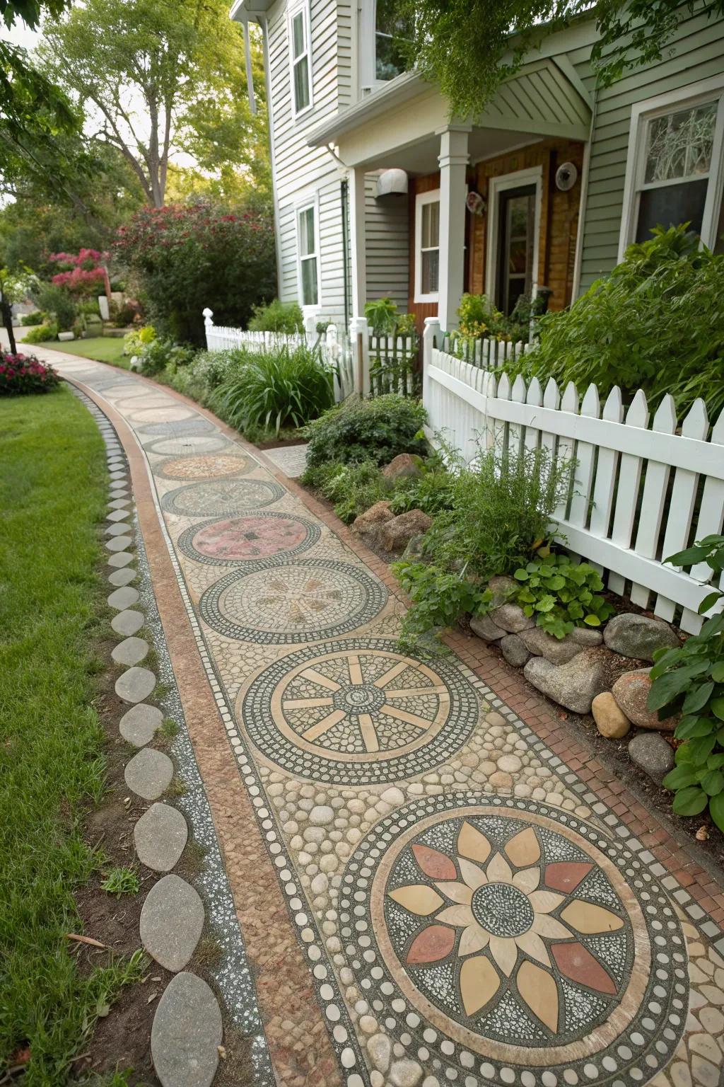 Stone decorations contribute artistic elegance to your sidewalk.