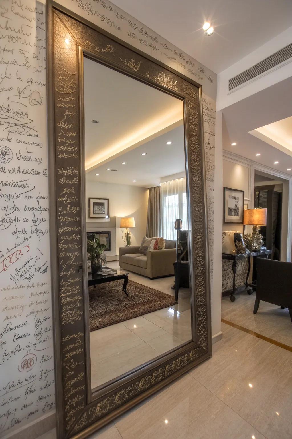 Mirrored sign-in boards imbue sophistication and allure.