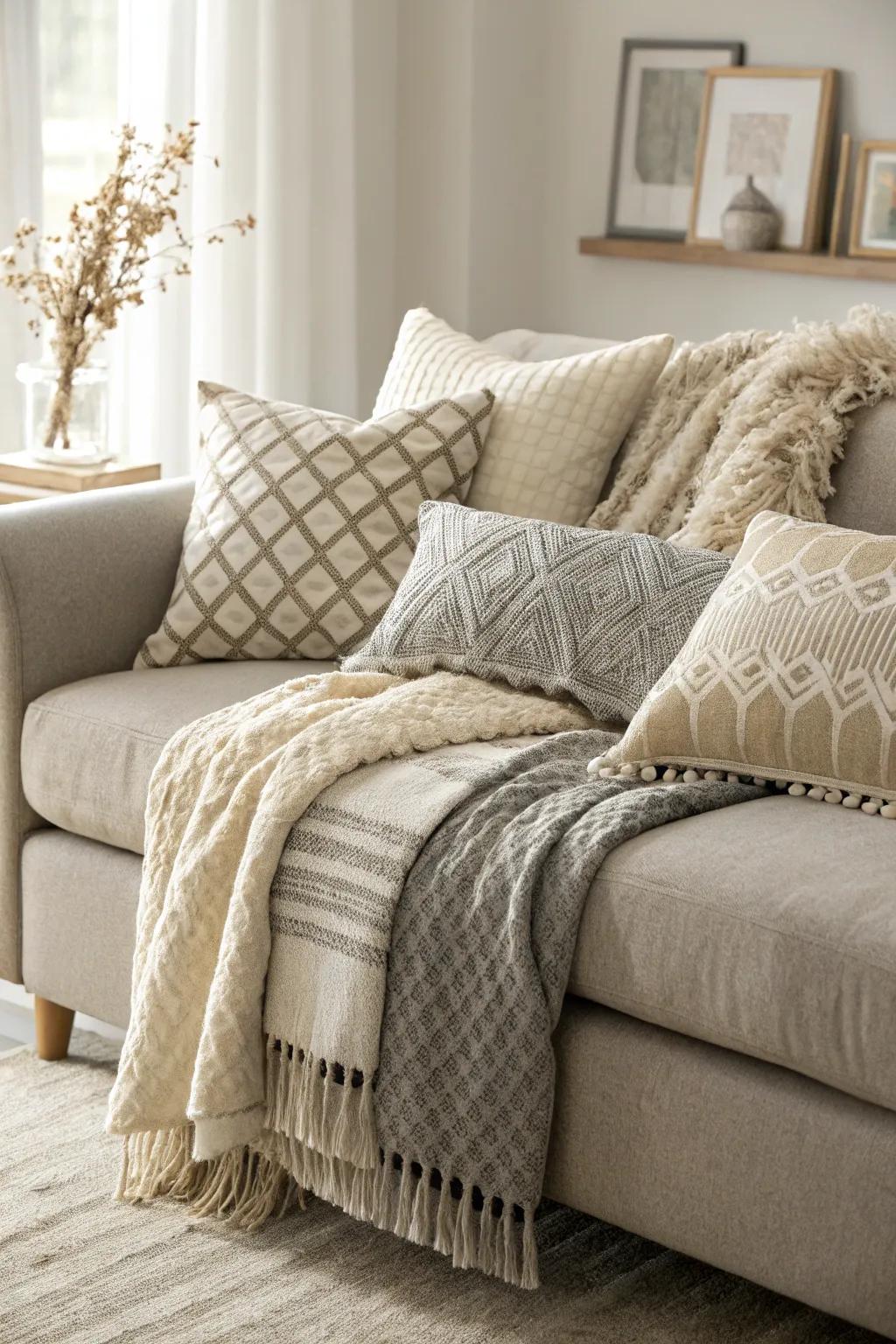 Layered textures deliver an inviting warmth and comfort.