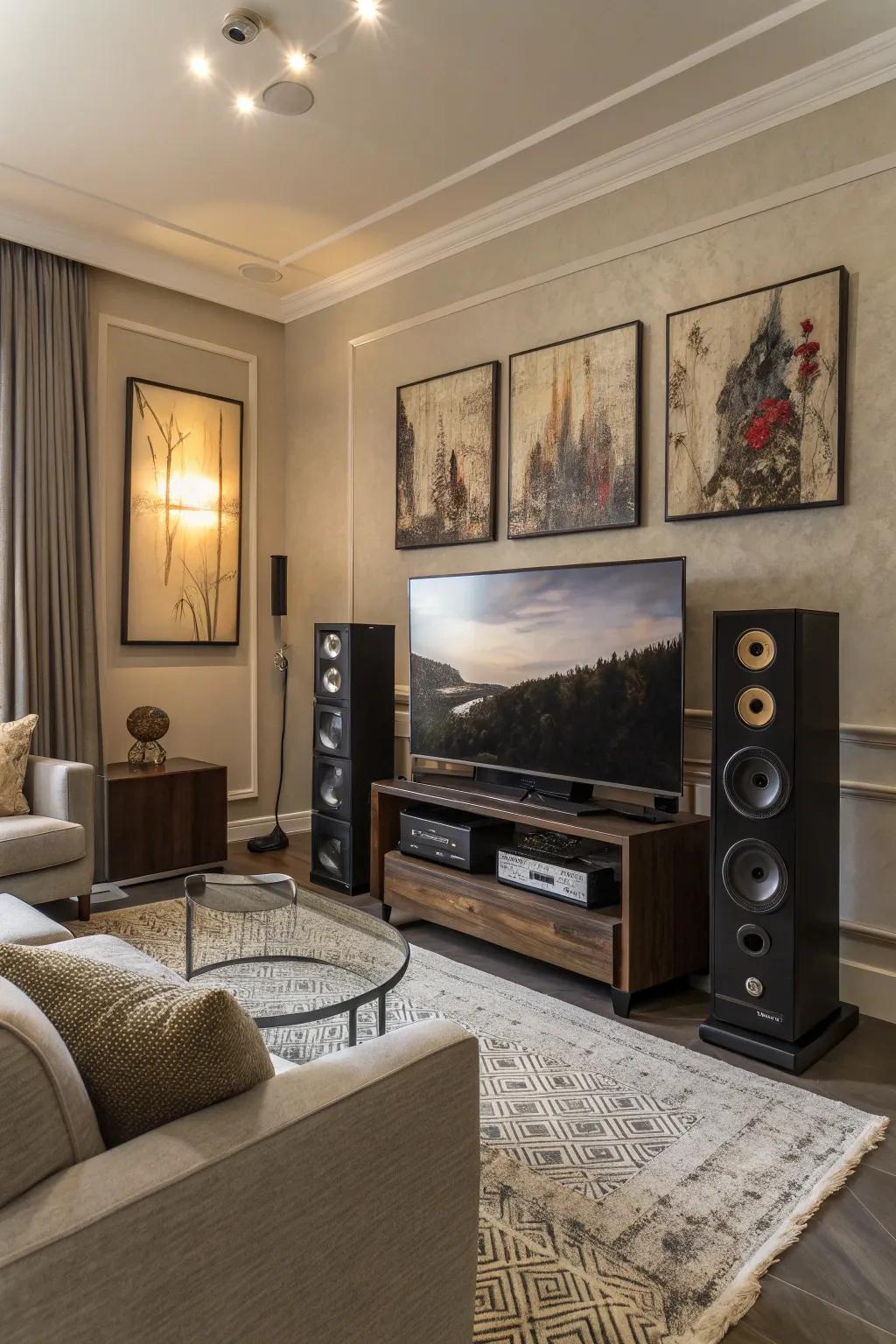 A tech-savvy living room optimized for entertainment.