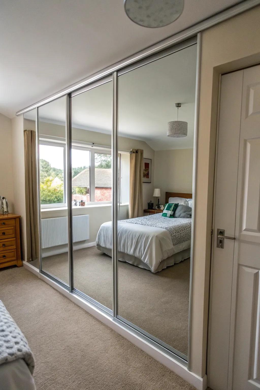 Reflective facades enhance perception of space.