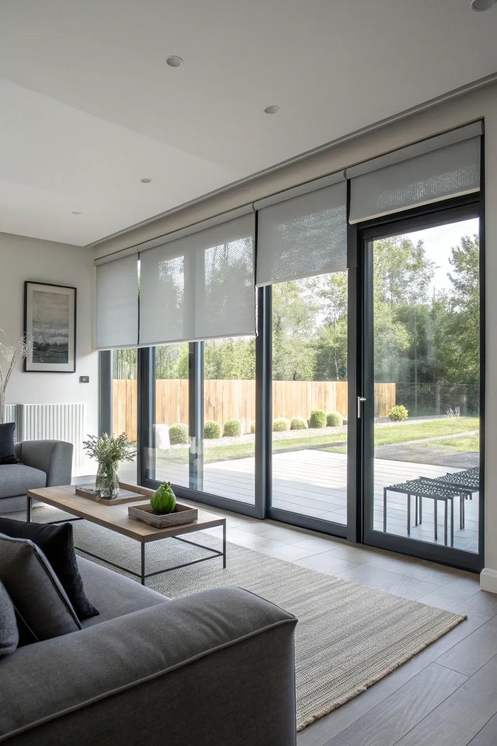 Fabric shades are a modern and useful option.