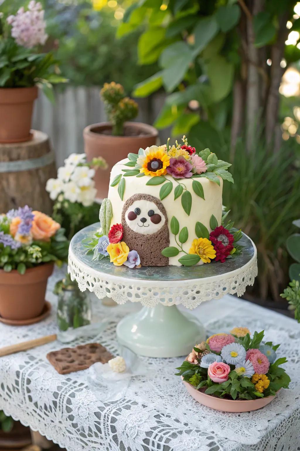 Floral details elevate this tranquil cake to a new level.