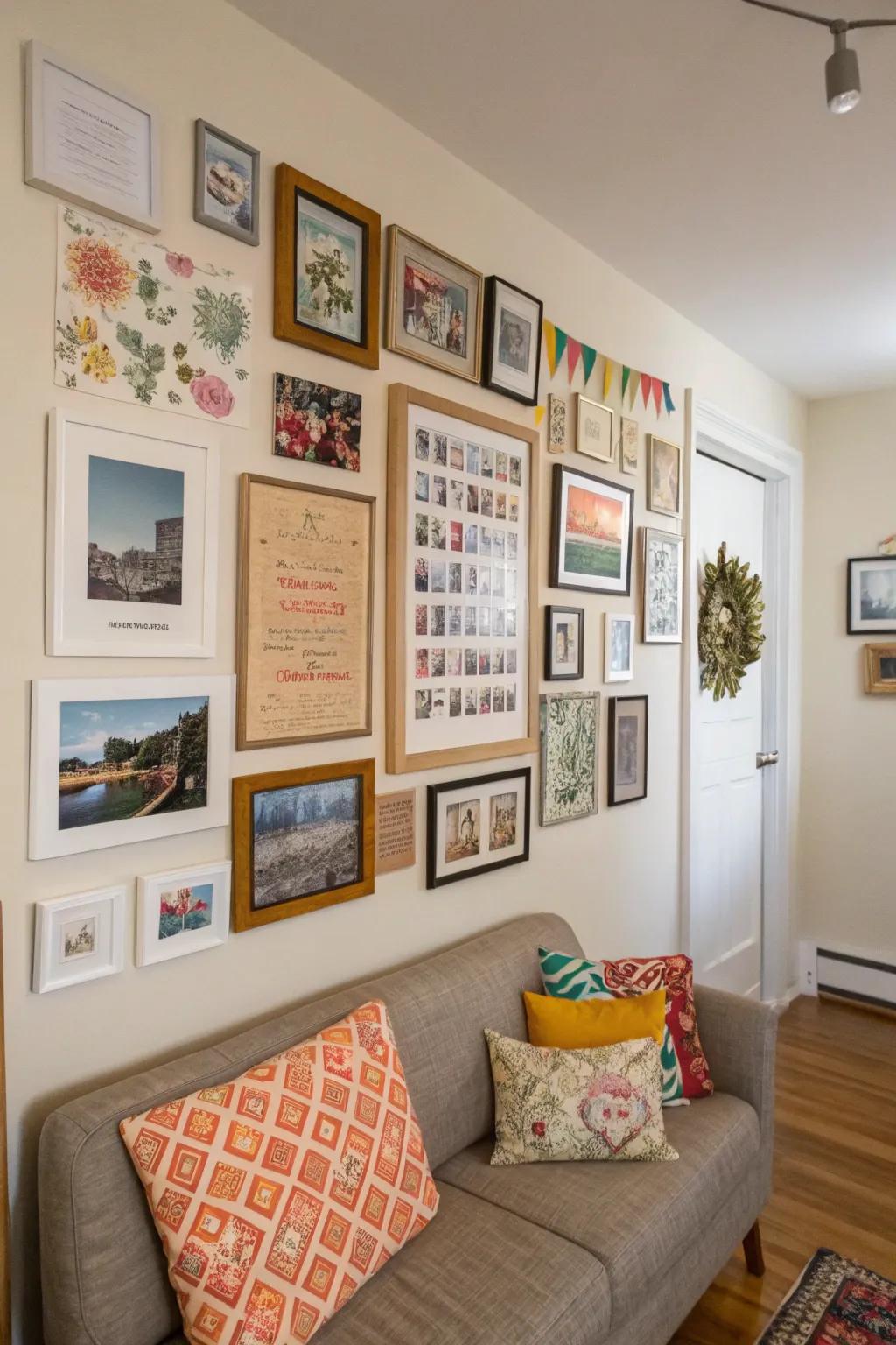 A collection of wall art adds a personal and stylish touch.