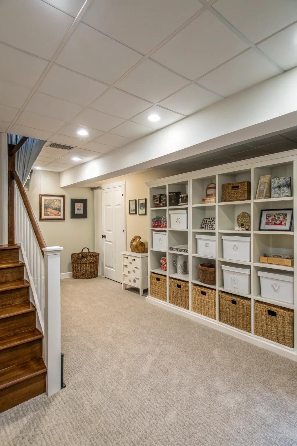 Adopting an open layout can enhance the feeling of spaciousness in your basement.