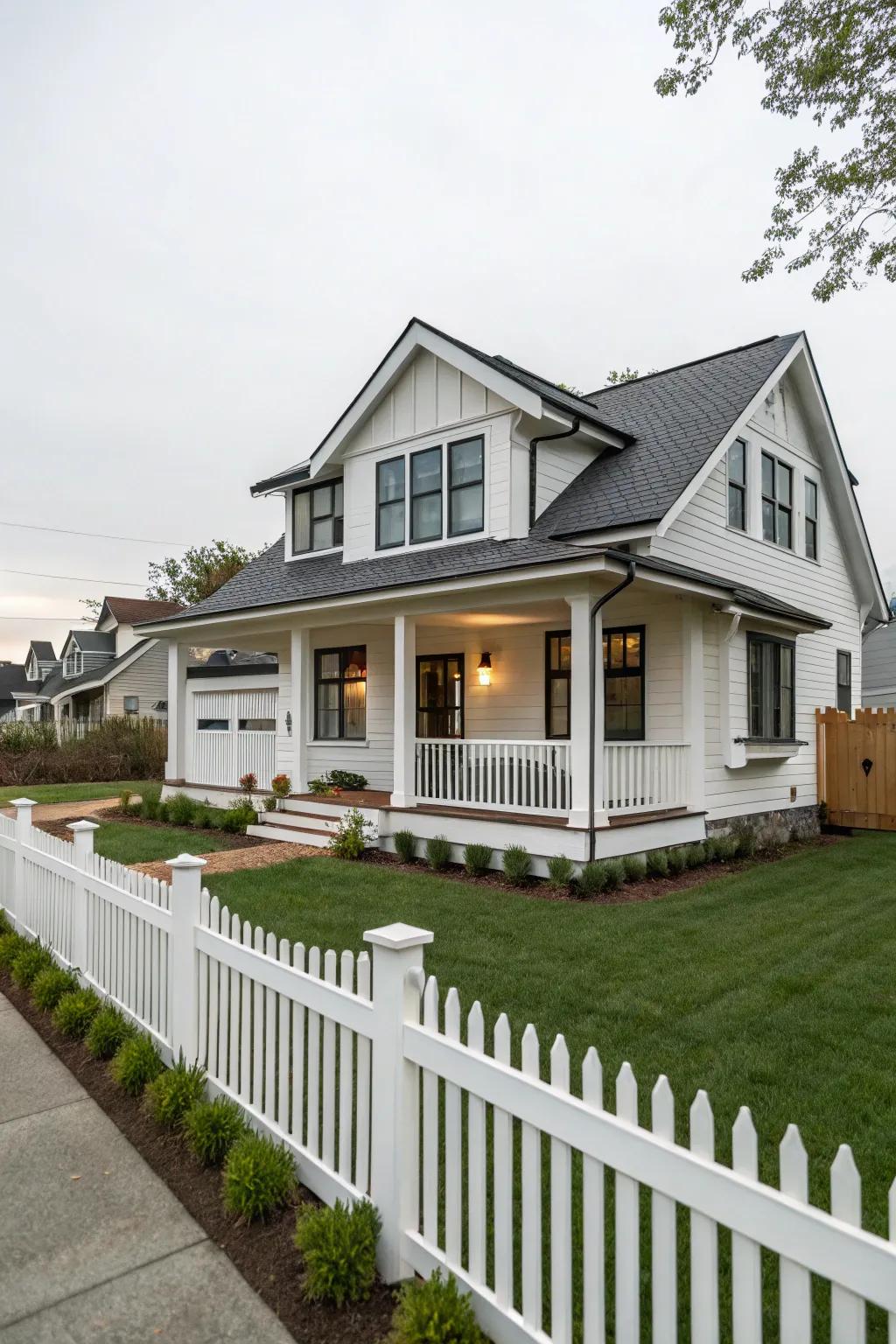 A fusion of modern and traditional designs creates a timeless facade.