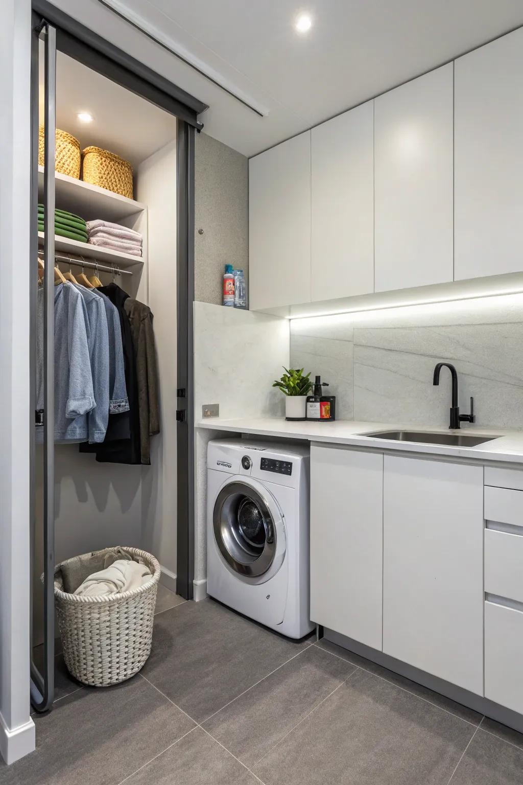 Achieve a tidy aesthetic through a clever sink design.