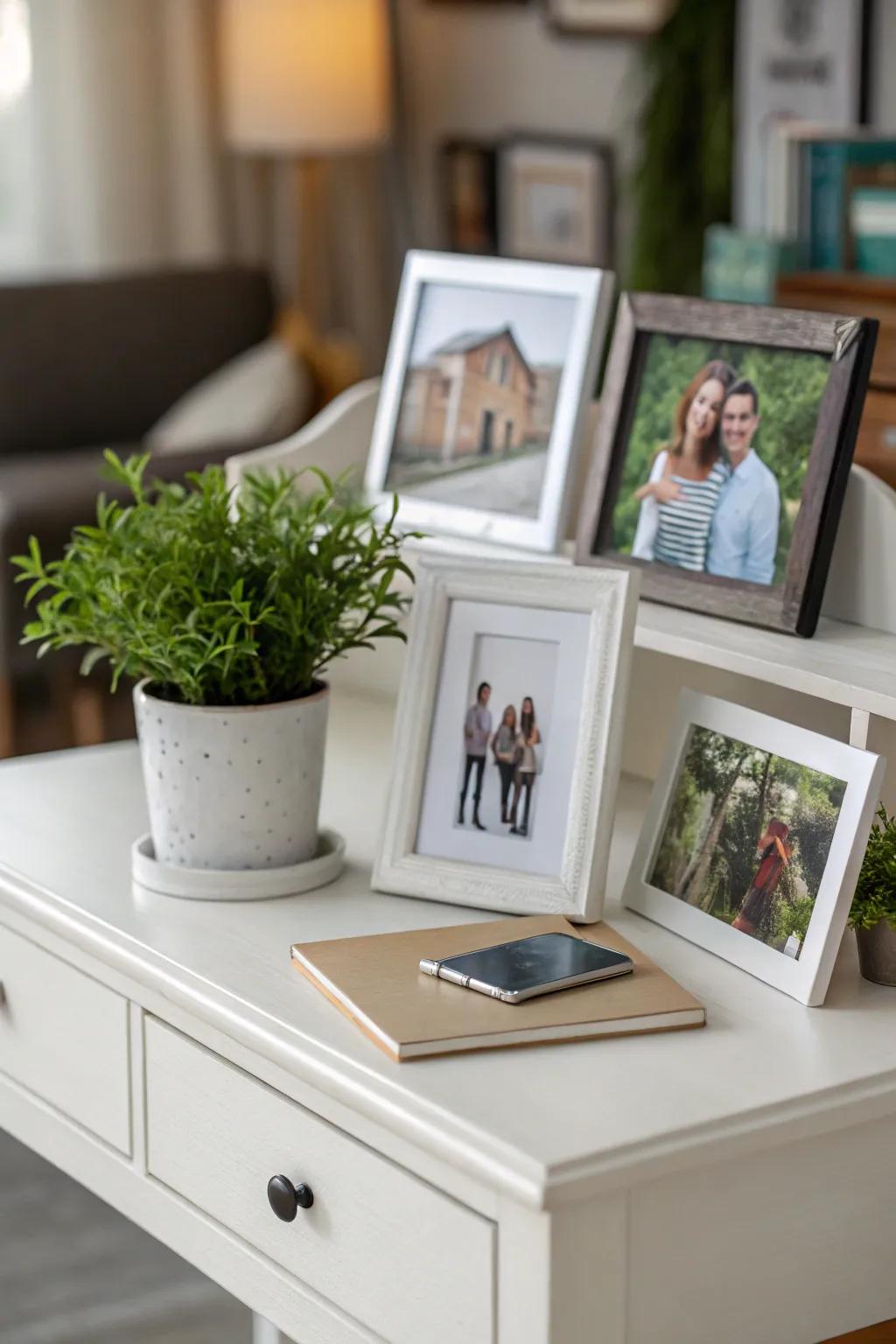 Personal touches make your office space feel cozy and inviting.