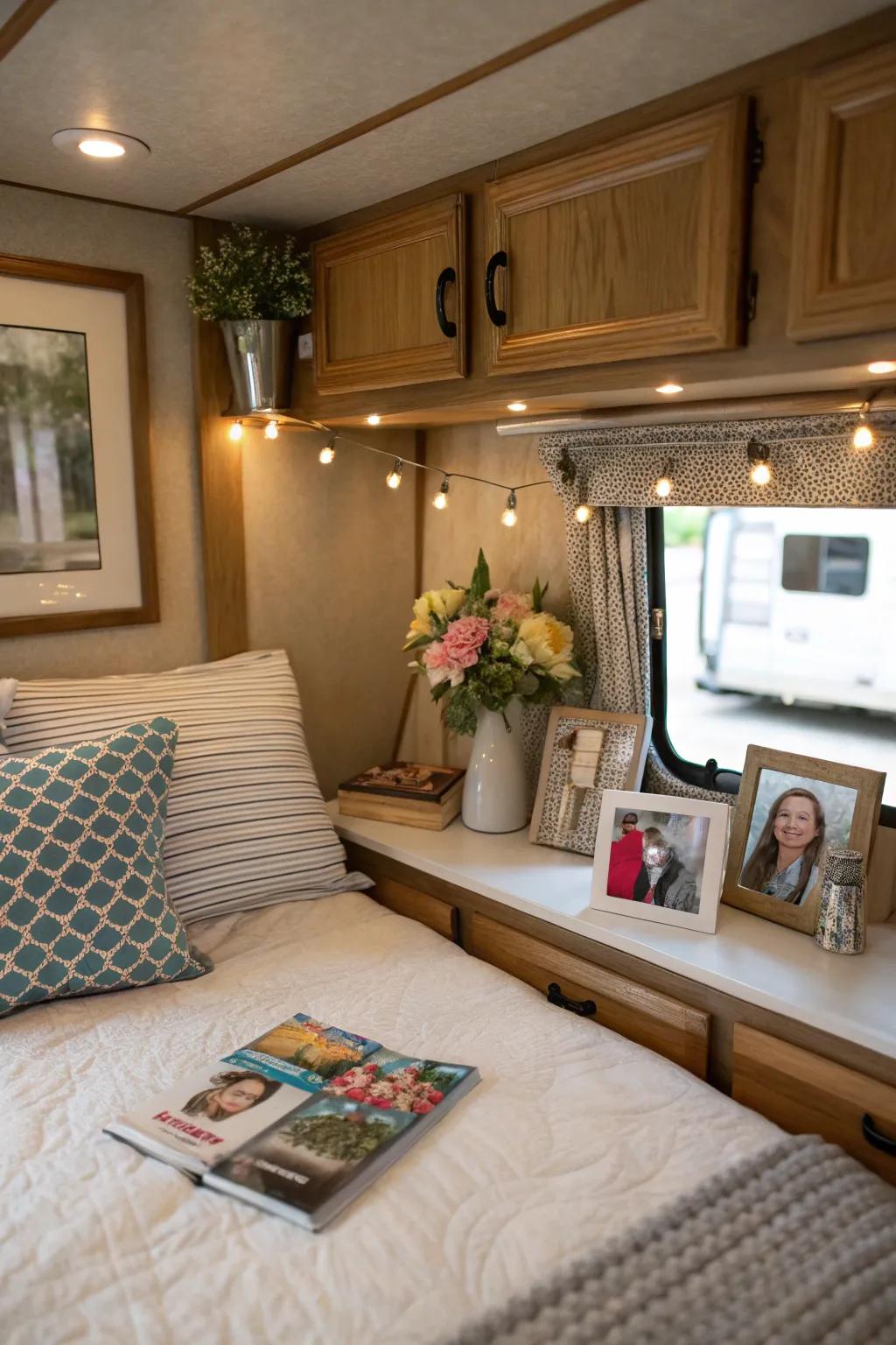 Personal touches will help make your RV bedroom feel more like home.