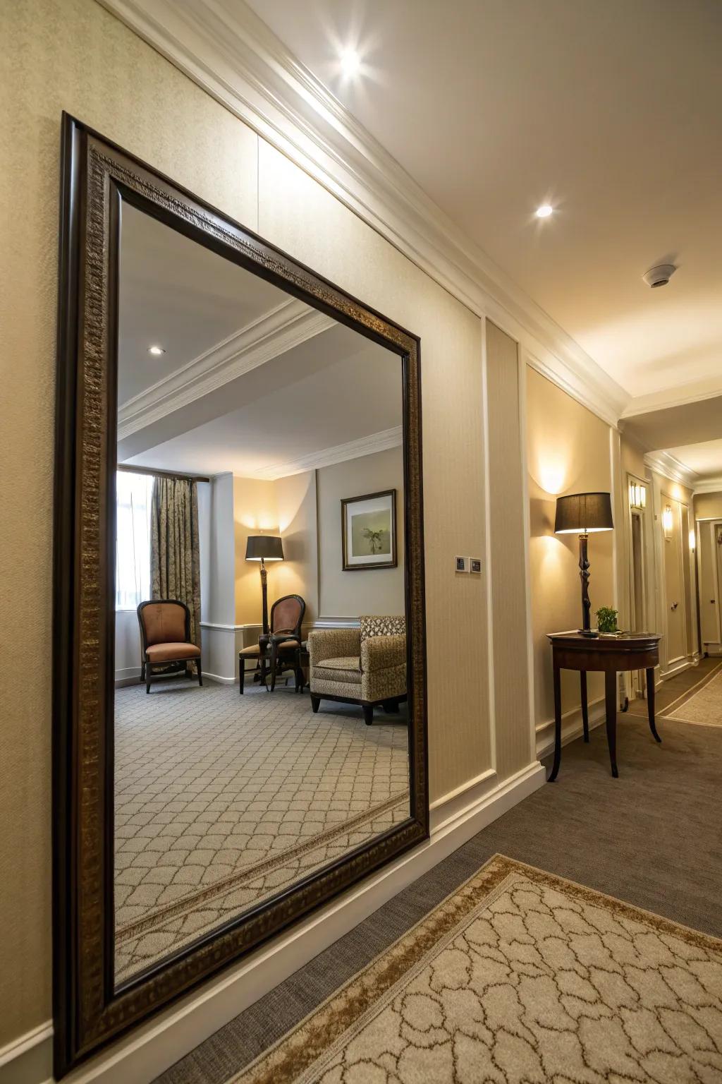 Mirrors reflect natural light and create the illusion of greater space.