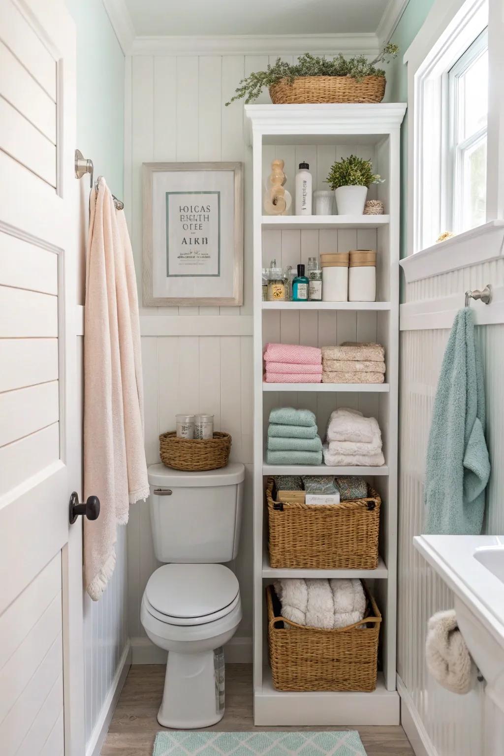 Vertical storage makes sure that your must-haves are neatly arranged and accessible.