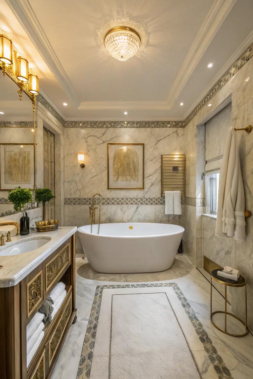 A centrally located tub becomes the heart of your bathroom.
