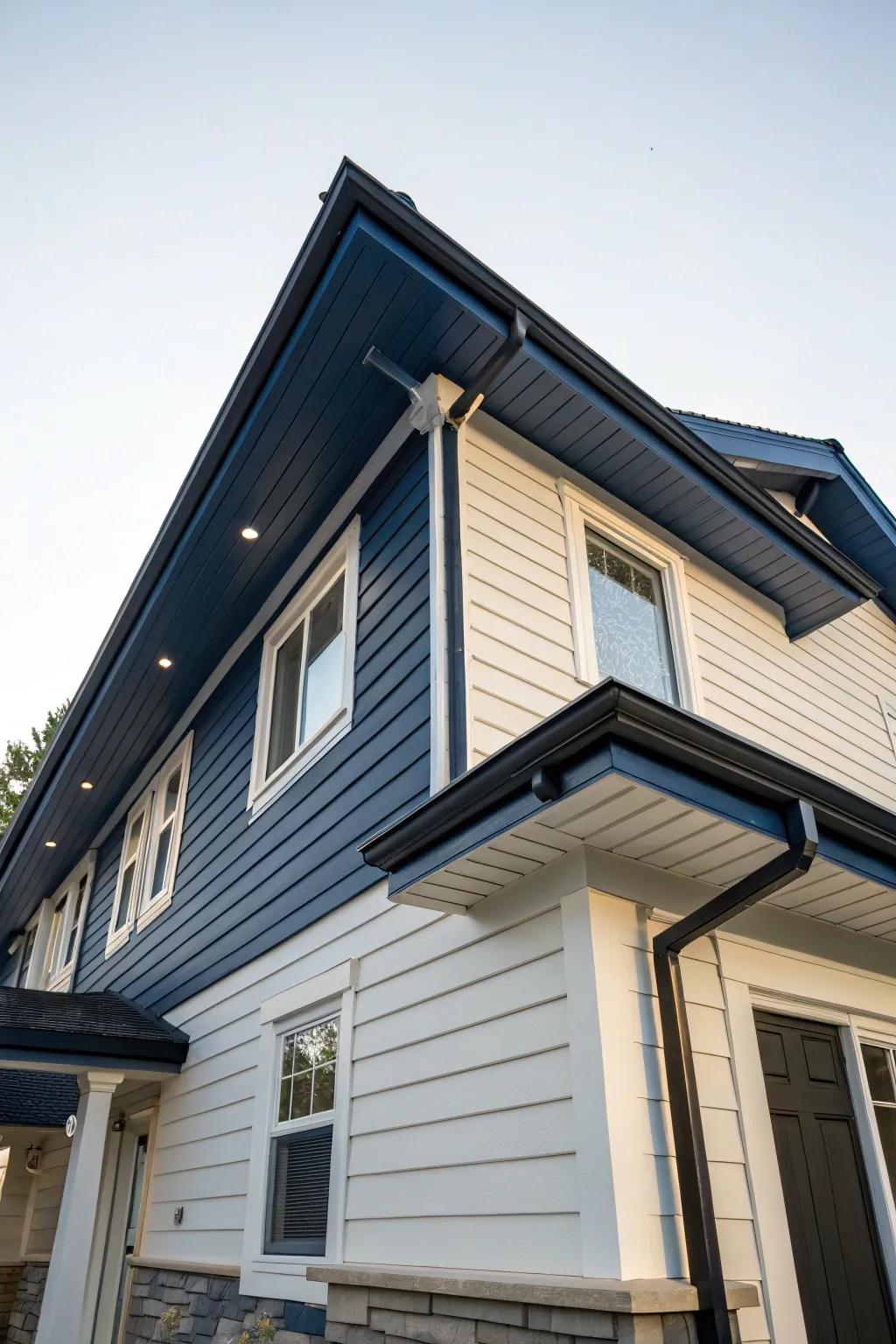 Deep ocean soffit and fascia radiate refinement and class.
