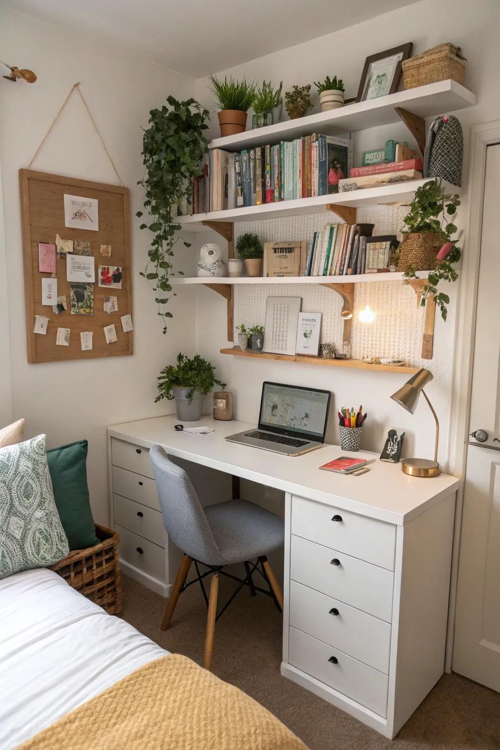 Multi-functional furniture optimizes utility in small-sized bedrooms.