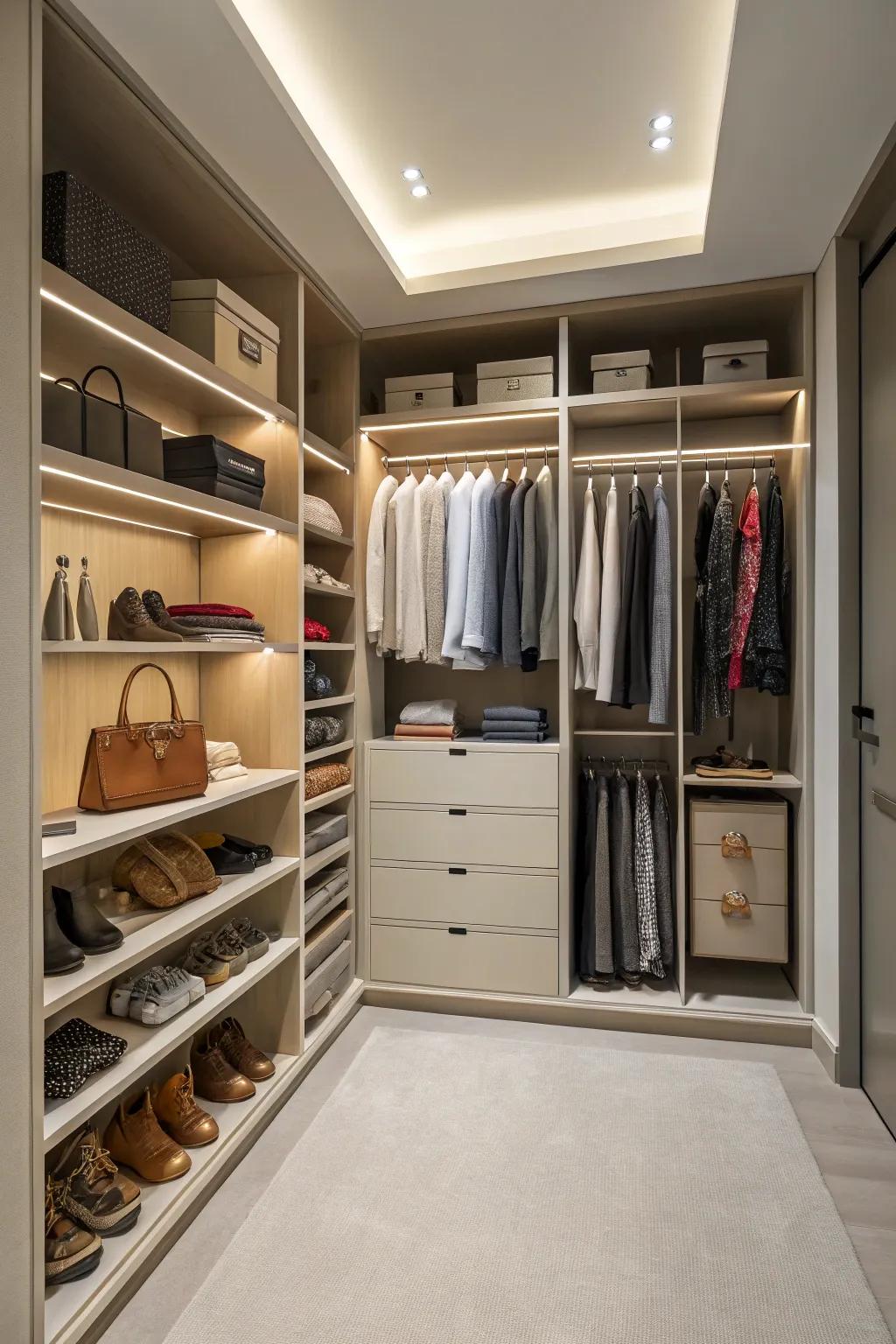 Turn your closet into an efficient storage center.