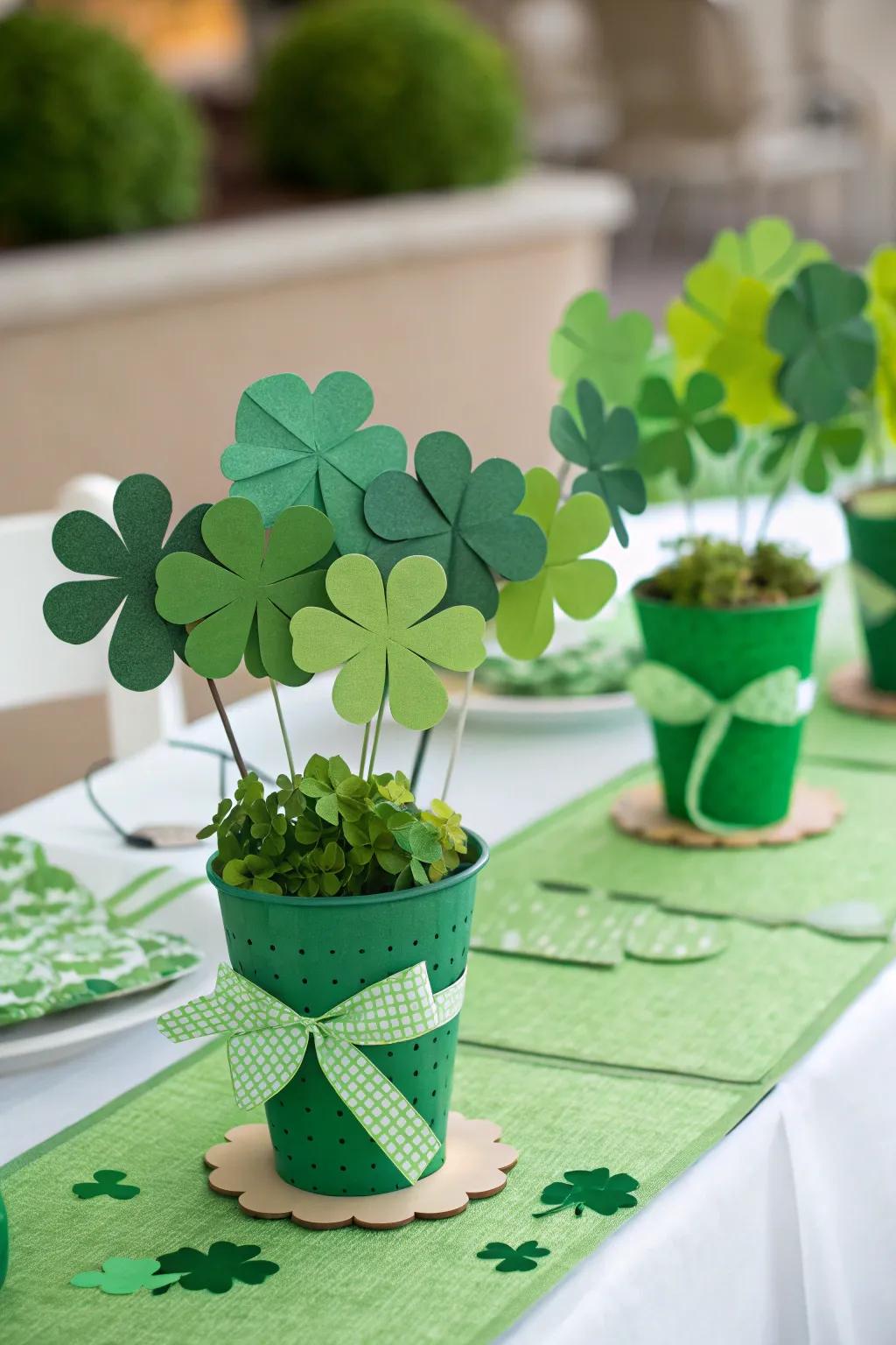 Produce stunning shamrock centerpieces that act as the ideal table accent.