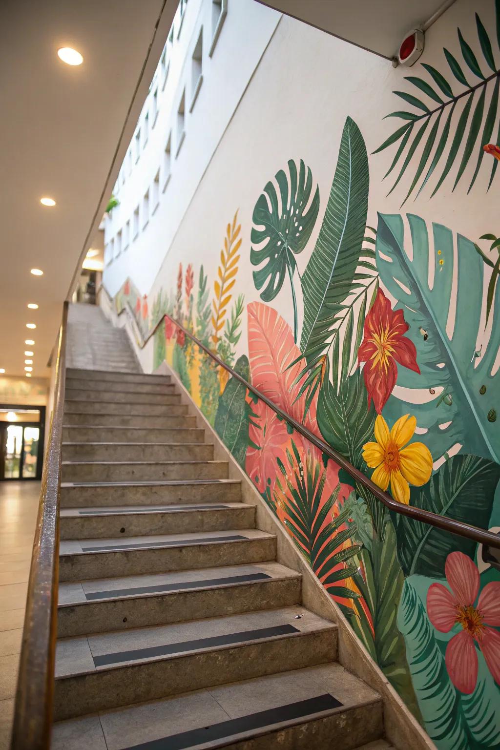 Transform your staircase into a tropical holiday.