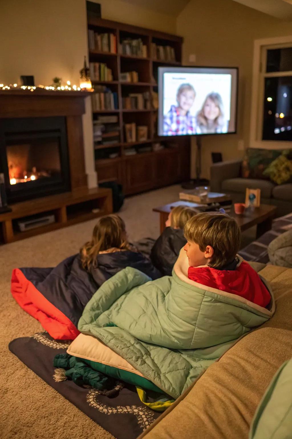 Enjoy a cozy sleepover filled with movies and laughter.