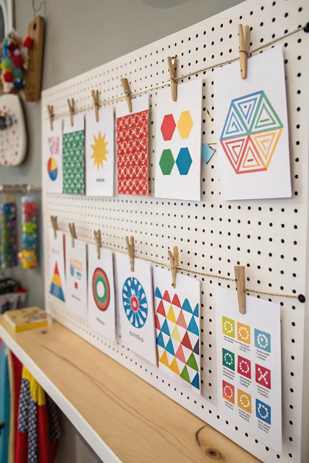 Unleash creativity with a pegboard decal display.