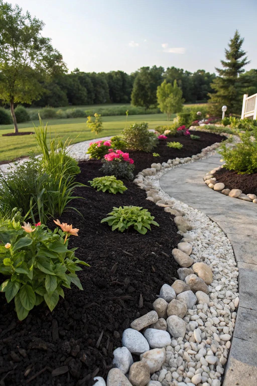 Utilize color contrasts to emphasize the most attractive features of your garden.